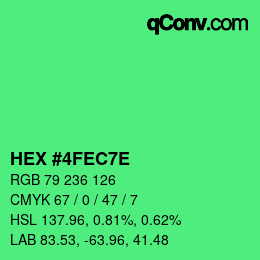 カラーコード: HEX #4FEC7E | qconv.com