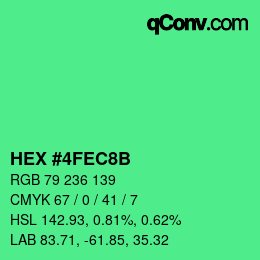 Color code: HEX #4FEC8B | qconv.com