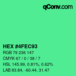 カラーコード: HEX #4FEC93 | qconv.com