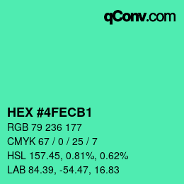 Color code: HEX #4FECB1 | qconv.com