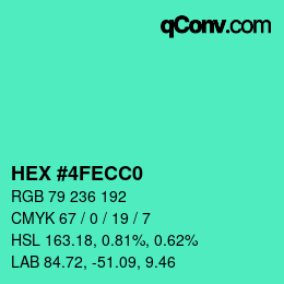 Color code: HEX #4FECC0 | qconv.com