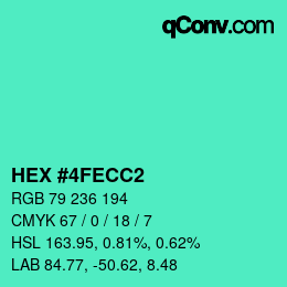 Color code: HEX #4FECC2 | qconv.com