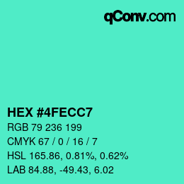 Color code: HEX #4FECC7 | qconv.com