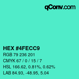 颜色代码: HEX #4FECC9 | qconv.com