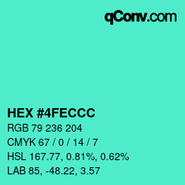 Color code: HEX #4FECCC | qconv.com