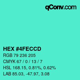 Color code: HEX #4FECCD | qconv.com