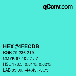 Color code: HEX #4FECDB | qconv.com