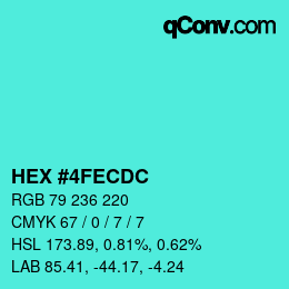 Color code: HEX #4FECDC | qconv.com