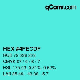 Color code: HEX #4FECDF | qconv.com
