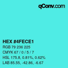 Color code: HEX #4FECE1 | qconv.com