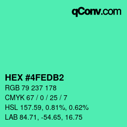 Color code: HEX #4FEDB2 | qconv.com