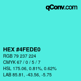 Color code: HEX #4FEDE0 | qconv.com