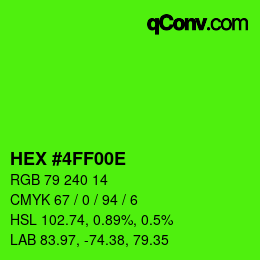 Color code: HEX #4FF00E | qconv.com