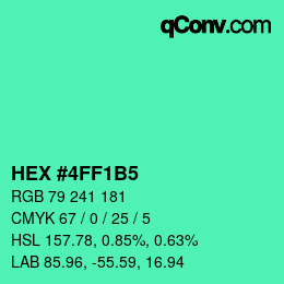カラーコード: HEX #4FF1B5 | qconv.com