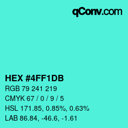 カラーコード: HEX #4FF1DB | qconv.com