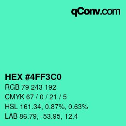 Color code: HEX #4FF3C0 | qconv.com