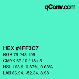 Color code: HEX #4FF3C7 | qconv.com