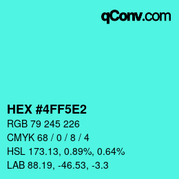 カラーコード: HEX #4FF5E2 | qconv.com