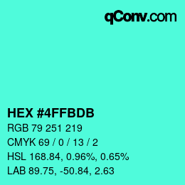 カラーコード: HEX #4FFBDB | qconv.com