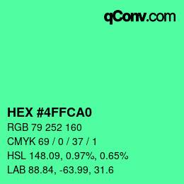 颜色代码: HEX #4FFCA0 | qconv.com