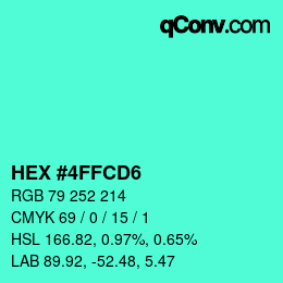 Color code: HEX #4FFCD6 | qconv.com