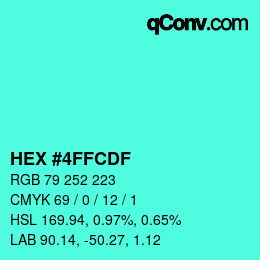 颜色代码: HEX #4FFCDF | qconv.com