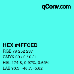 Color code: HEX #4FFCED | qconv.com