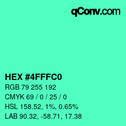 Color code: HEX #4FFFC0 | qconv.com