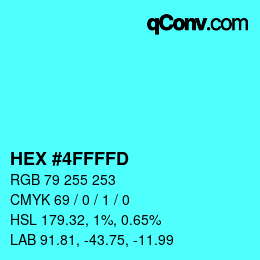 カラーコード: HEX #4FFFFD | qconv.com