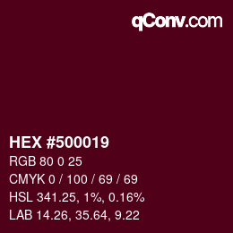 Farbcode: HEX #500019 | qconv.com