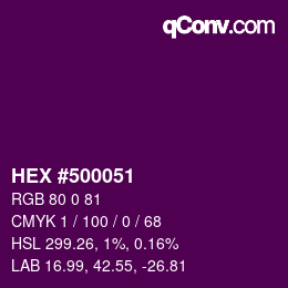 颜色代码: HEX #500051 | qconv.com