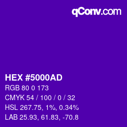 Color code: HEX #5000AD | qconv.com