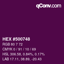 Color code: HEX #500748 | qconv.com
