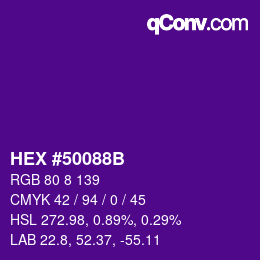 Color code: HEX #50088B | qconv.com