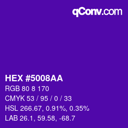 Farbcode: HEX #5008AA | qconv.com