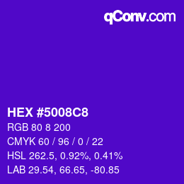 カラーコード: HEX #5008C8 | qconv.com