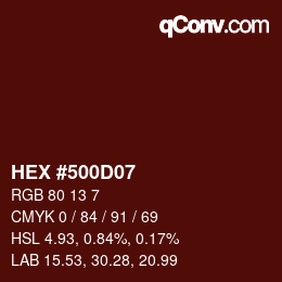 Color code: HEX #500D07 | qconv.com