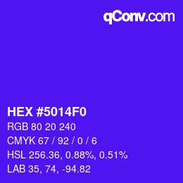 颜色代码: HEX #5014F0 | qconv.com