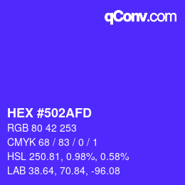 カラーコード: HEX #502AFD | qconv.com