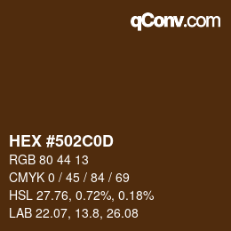 Color code: HEX #502C0D | qconv.com