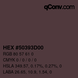 Code couleur: HEX #50393D00 | qconv.com