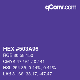 Color code: HEX #503A96 | qconv.com