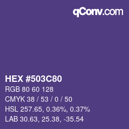 Código de color: HEX #503C80 | qconv.com