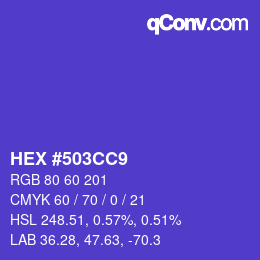 颜色代码: HEX #503CC9 | qconv.com