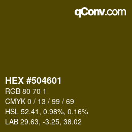 カラーコード: HEX #504601 | qconv.com