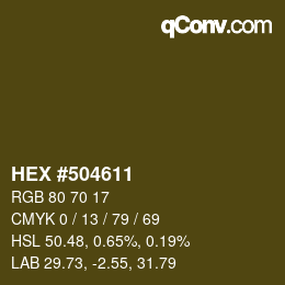 Farbcode: HEX #504611 | qconv.com