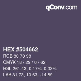 カラーコード: HEX #504662 | qconv.com