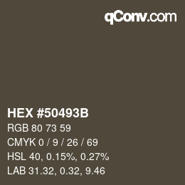 Farbcode: HEX #50493B | qconv.com