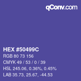Color code: HEX #50499C | qconv.com