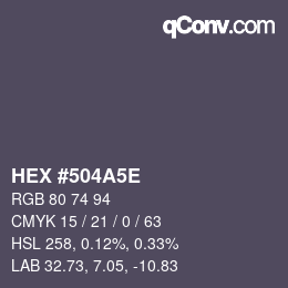 Color code: HEX #504A5E | qconv.com